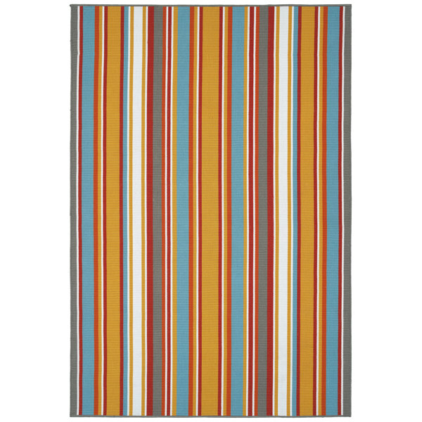 Bayou Breeze Vassallo Striped Handmade Flatweave Indoor / Outdoor Area